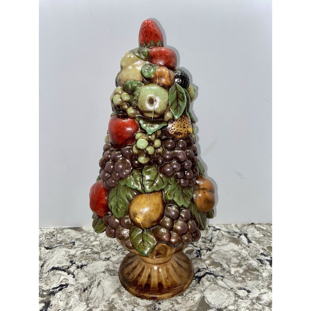 Vintage Holland FRUIT TOPIARY Ceramic 15.25" Table Pedestal Centerpiece Handmade